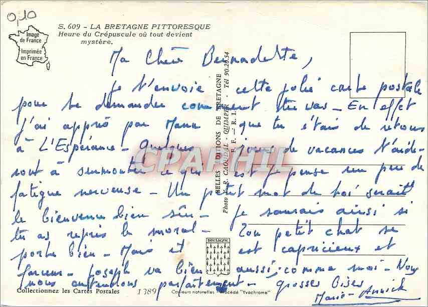 CPM La Bretagne Pittoresque Heure du Crepuscule ou tout deveint mystere Bateaux — Rückseite
