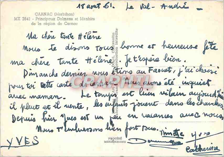 Carnac — Dolmens et Menhirs de la région de Carnac — CPAPHIL — Rückseite