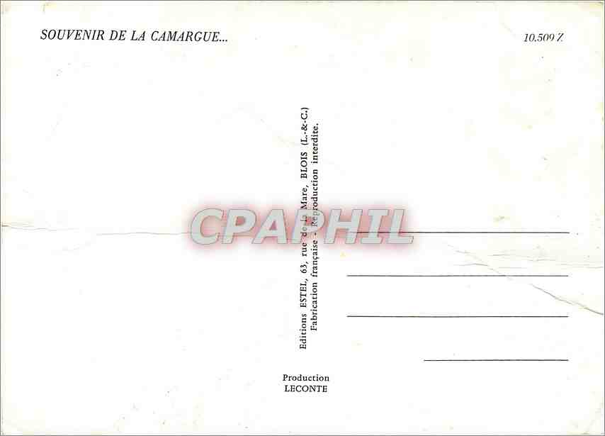 CPM Souvenir de la Camargue Tarascon Arles Avignon Fontvieille Nimes Les Baux — Back