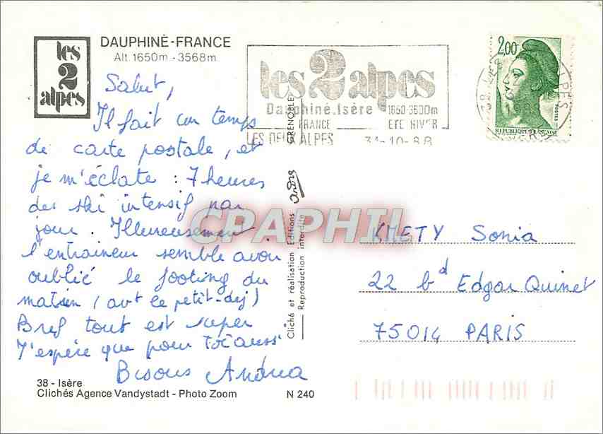 CPM Dauphine France Alt 1650 m 3568 m Ski — Back