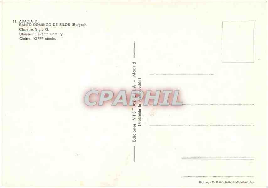 CPM Abadia de Santo Domingo de Silos (Burgos) Cloitre XIe s — Rückseite