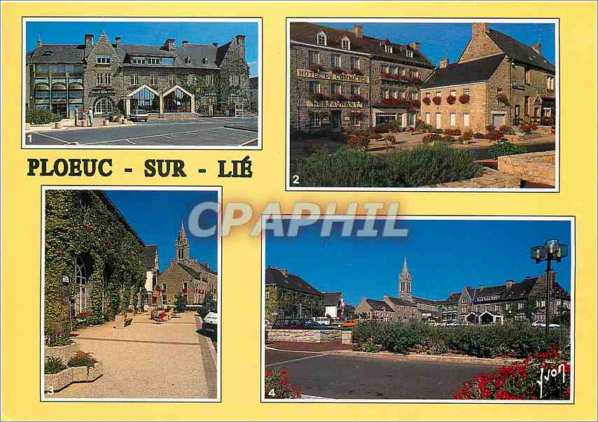 CPM Plouec sur Ile (Cotes d'Armor) La Salle des Fetes et la Poste l'Hotel du Commerce