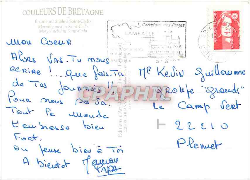 CPM Couleurs de Bretagne Brume matinales a Saint Cado — Back