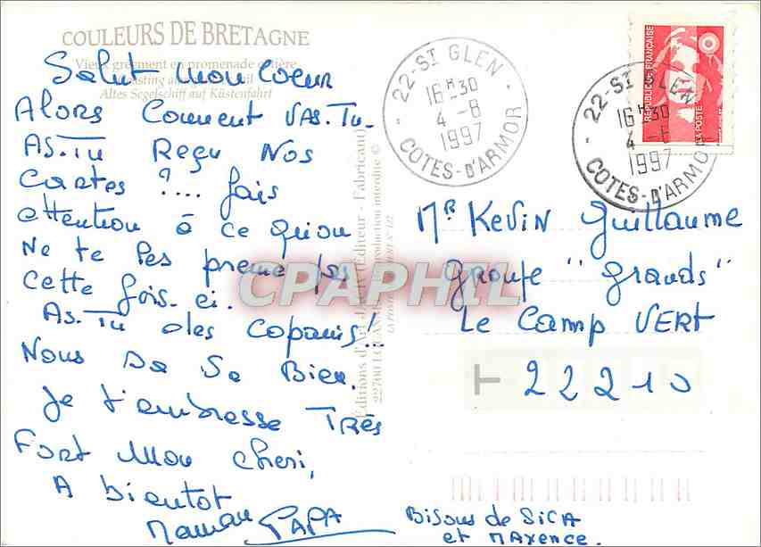 CPM Couleurs de Bretagne Vieux greement en promenade cotiere — Rückseite
