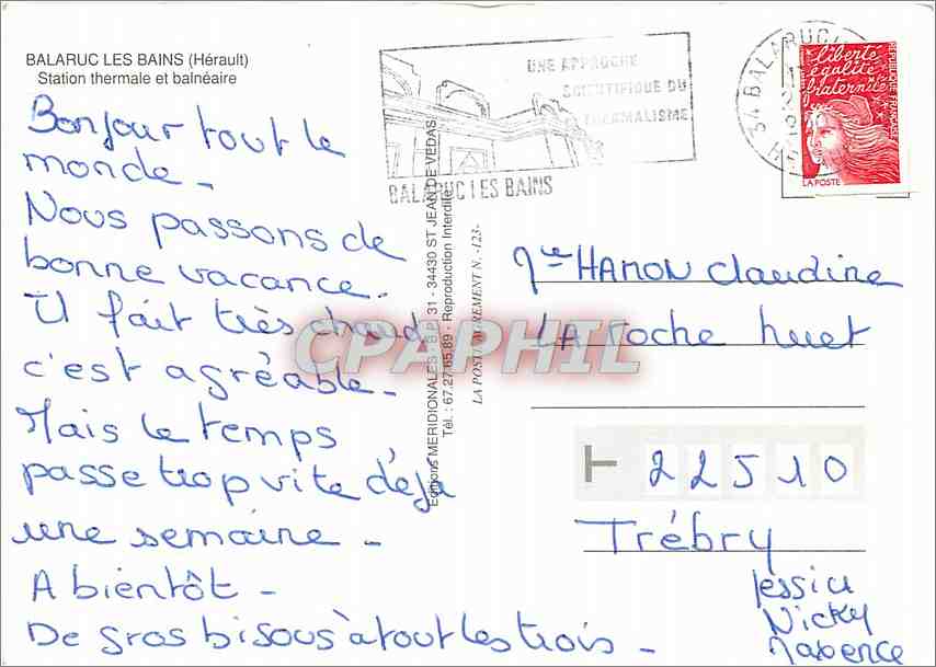 CPM Balaruc les Bains Station Thermale et Balneaire — Rückseite