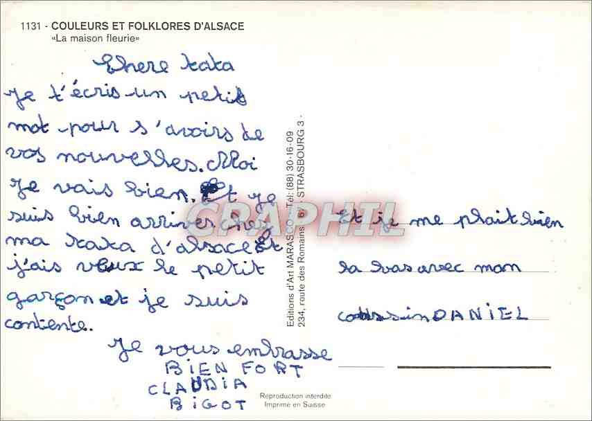 CPM Couleurs et Folklores d'Alsaces La maison fleurie Folklore — Rückseite