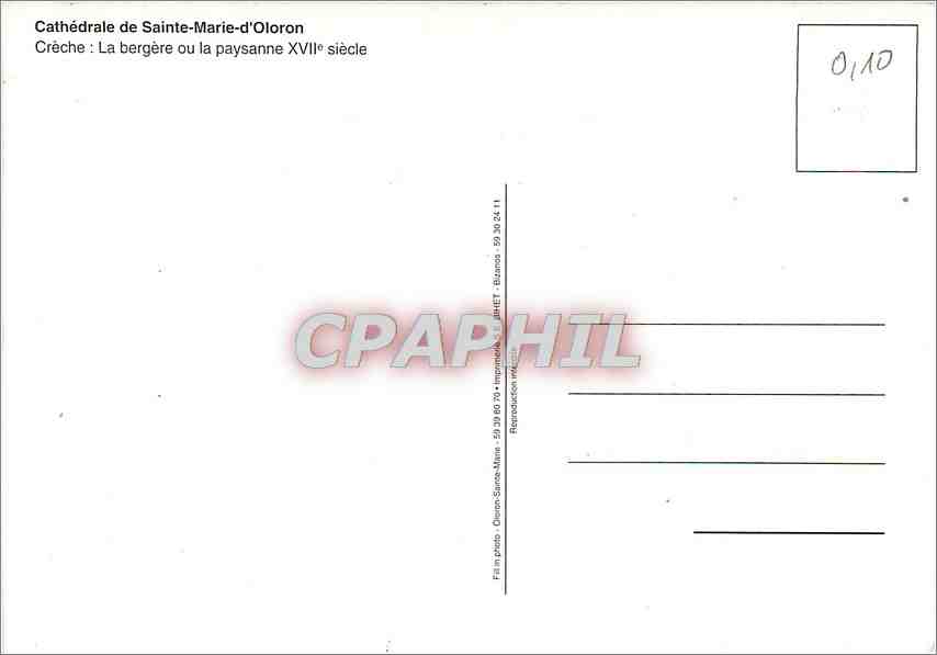 CPM Cathedrale de Sainte Marie d'Oloron Creche la bergere ou la paysanne XVIIe s — Rückseite