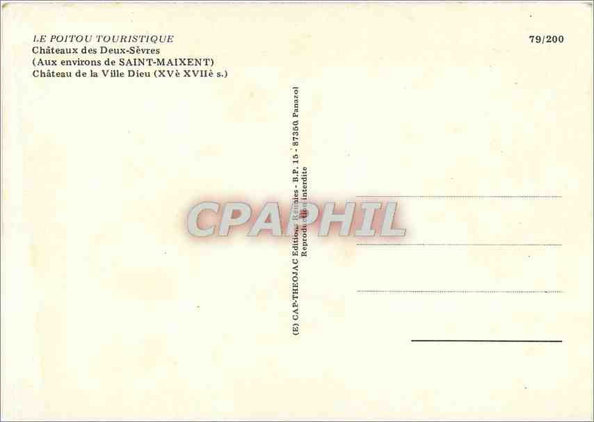 CPM Le Poitou Touristique Chateau des Deux Sevres (Aux environs de Saint Maxient) Chateau de la Vill — Rückseite
