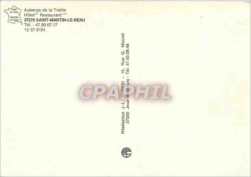CPM Aubrege de la Treille Hotel Restaurant Saint Martin le Beau — Back