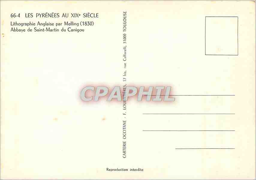 CPM Les Pyrenees au 19e s Abbaye de Saint Martin — Rückseite