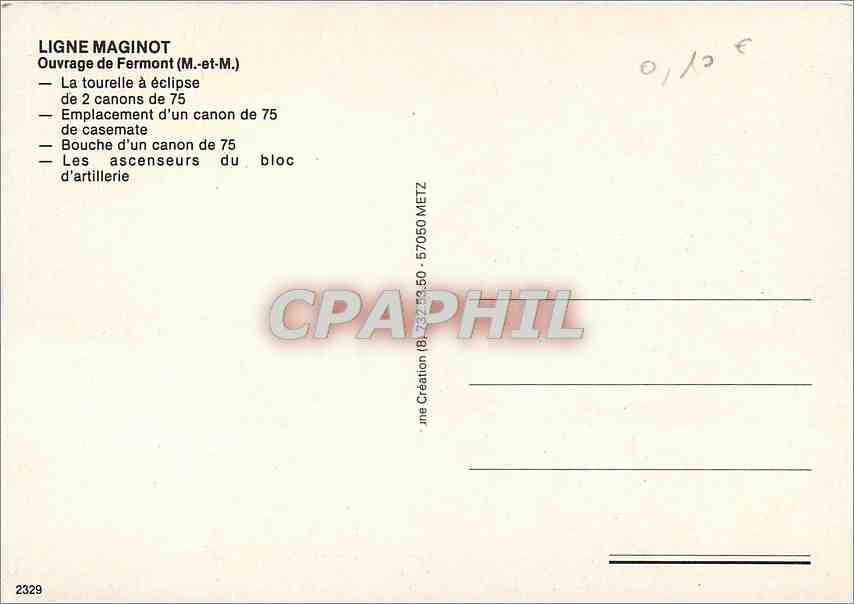 Ligne Maginot — Ouvrage de Fermont (M.-et-M.) — CPAPHIL — Rückseite