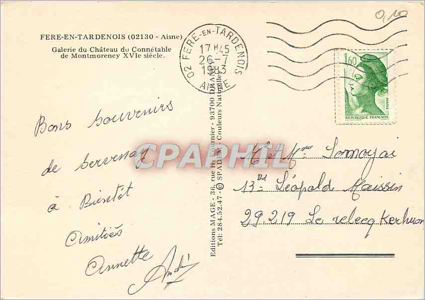 CPM Fere en Taedenois (Aisne) Galerie du Chateau du Connetable de Montmoreney XVIe s — Back