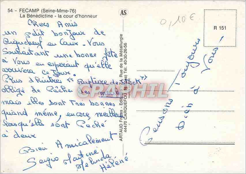 CPM Benedictine a Fecamp (Seine Mme) La Benedictine la cour d'honneur — Rückseite