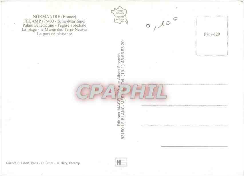 CPM Normandie (France) Fecamp S Mme Palais Benedictine l'Eglise Abbatiale — Rückseite