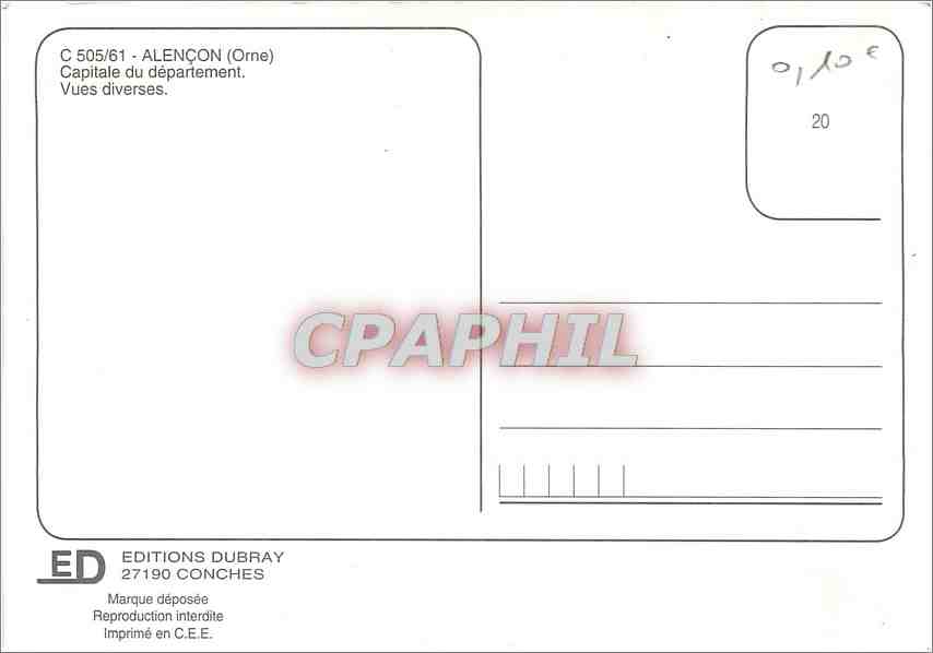 CPM Alenco (Orne) Capitale du  departememtn vues diverses — Rückseite