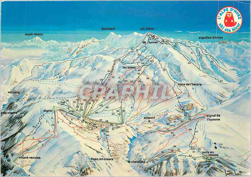 Alpe d'Huez — carte postale panoramique — Cliché et réalisation Pierre Novat (13)