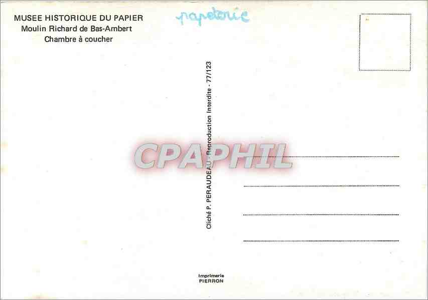 Schlafzimmer — Museum für Papiergeschichte, Moulin Richard de Bas-Ambert — Foto P. Peraudeau — Rückseite