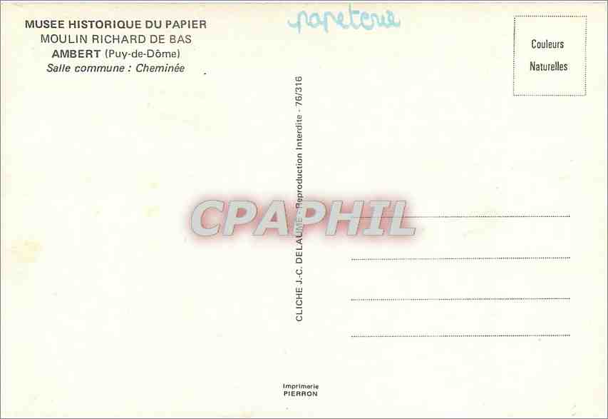 Kamin — Museum für Papiergeschichte — Ambert (Puy-de-Dôme) — Rückseite