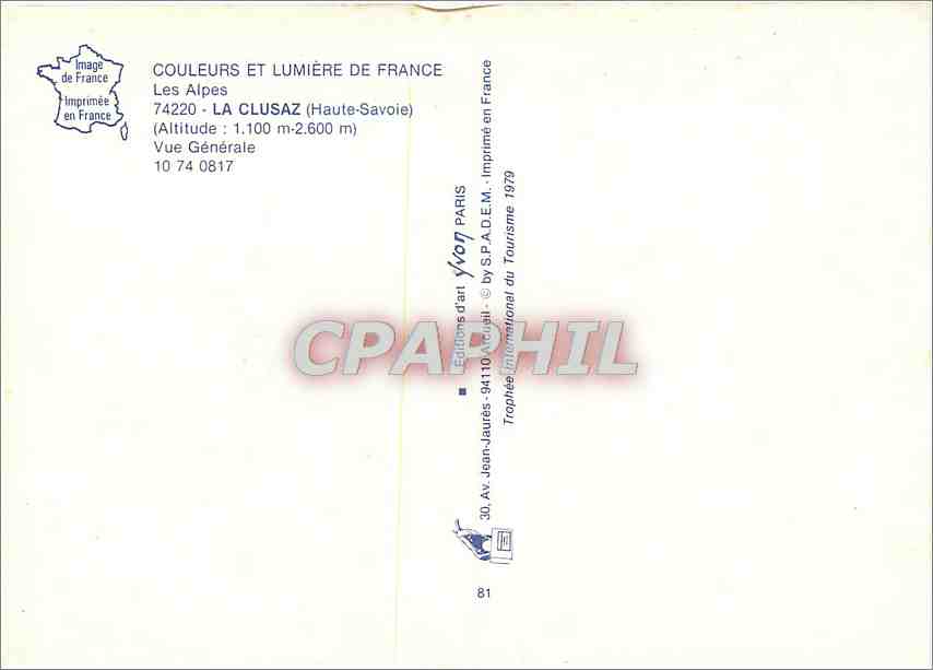 La Clusaz — vue générale — Éditions d'art Yvon, n° 10 74 0817 — Rückseite