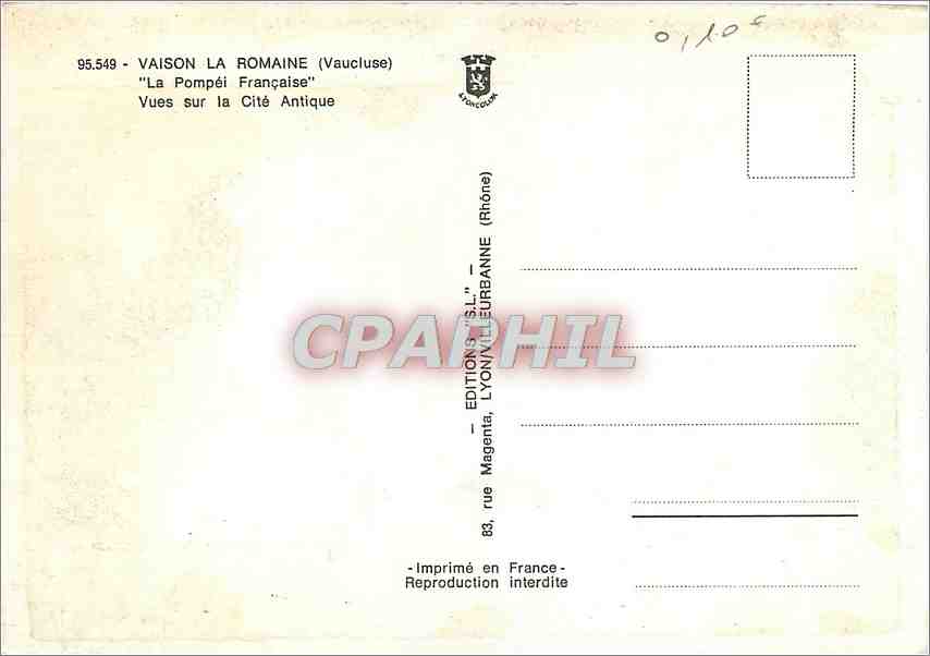 Vaison la Romaine — Vues sur la Cité Antique — Édition Lyonneurbanne — Verso