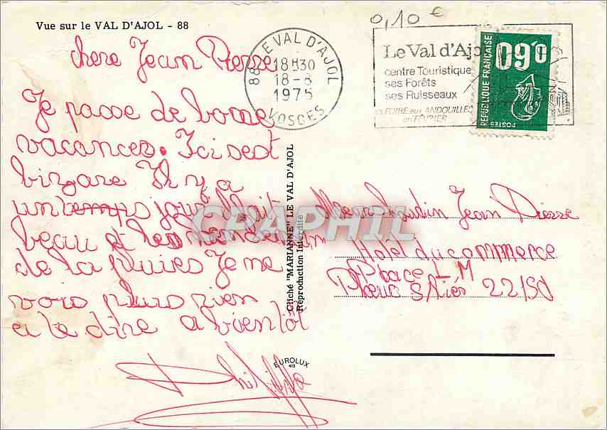 CPM Vue sur le Val d'Ajol — Rückseite