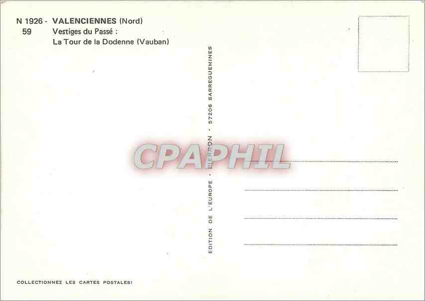 CPM Valenciennes (Nord) Vastiges du Passe La Tour de la Dodenne (Vauban) — Back