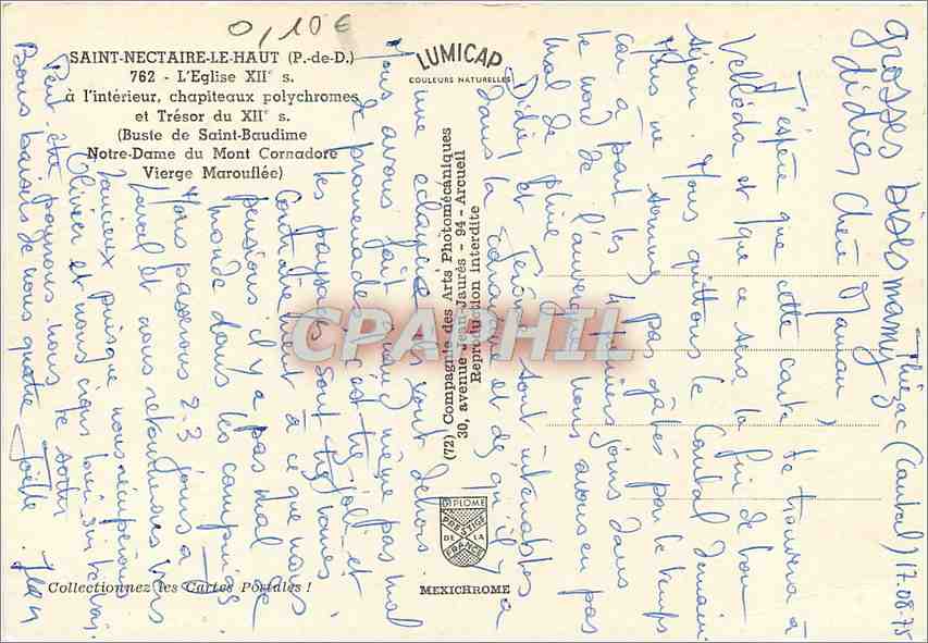 Saint-Nectaire-le-Haut — Kirche des 12. Jahrhunderts — Verlag IRIS — Rückseite