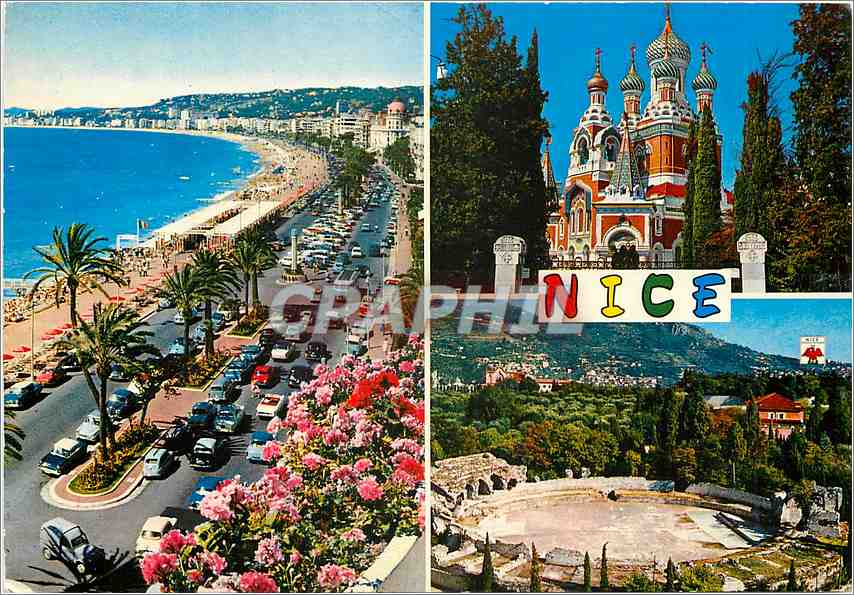 CPM Nice Cote d'Azur French Riviera La Promenade des Anglais l'Eglise russe Les arenes de Cimiez