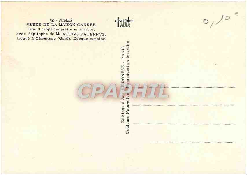 Épitaphe de M. Attivs Paternvs — Grand cippe funéraire en marbre — Musée de la Maison Carrée, Nîmes — Rückseite
