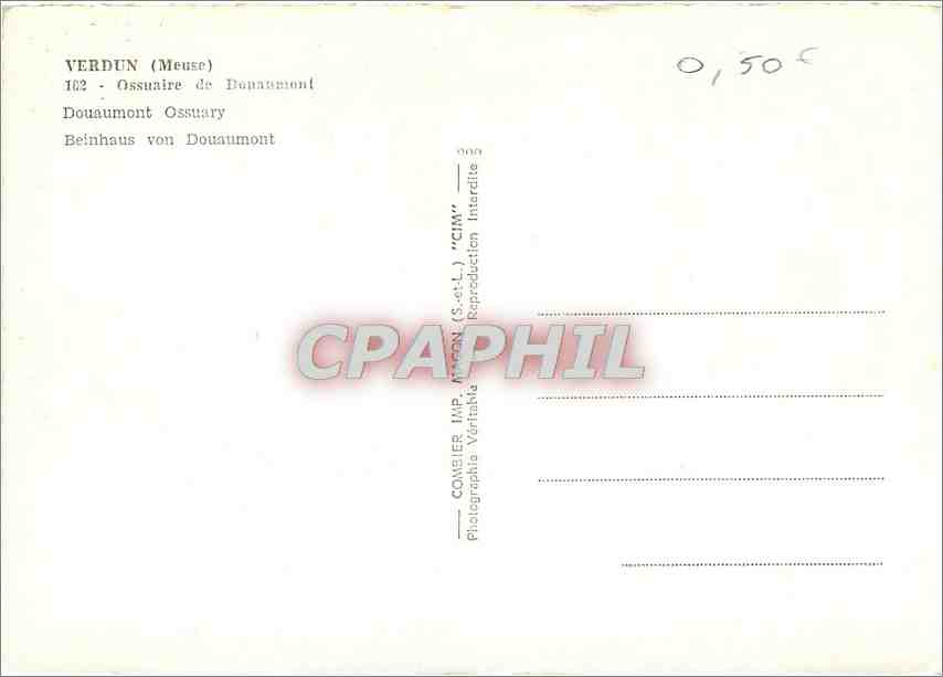 CPM Verdun (Meuse) Ossuaire de Douamont Militaria — Rückseite