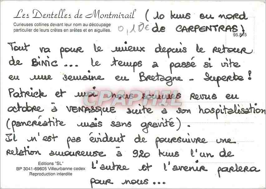 CPM La Dentelles de Montmirail Provence — Verso