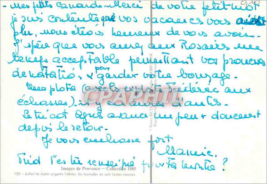 CPM Images de Provence — Verso