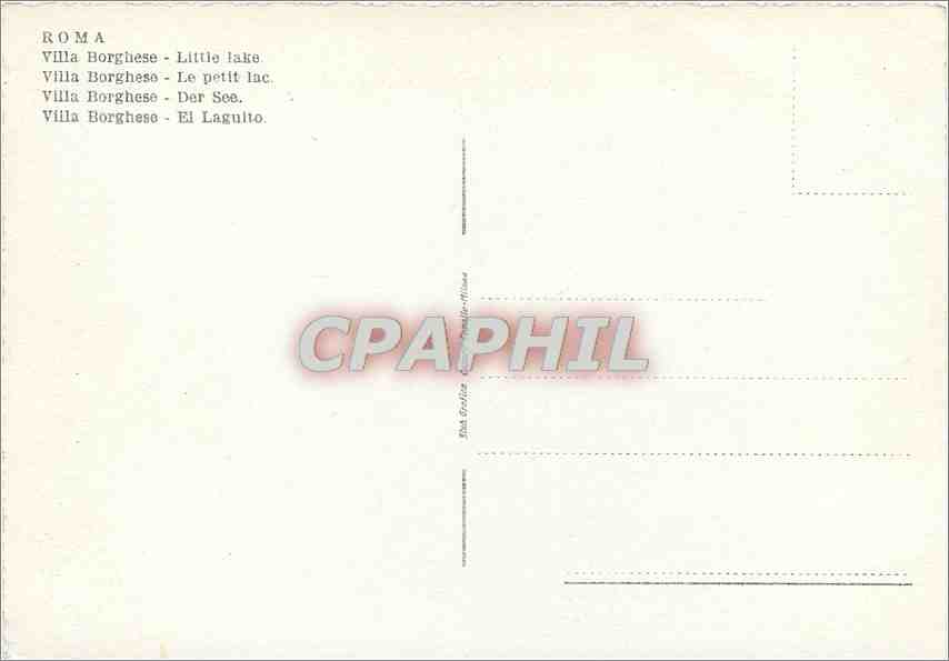 CPM Roma Villa Borghese le Petit Lac — Rückseite