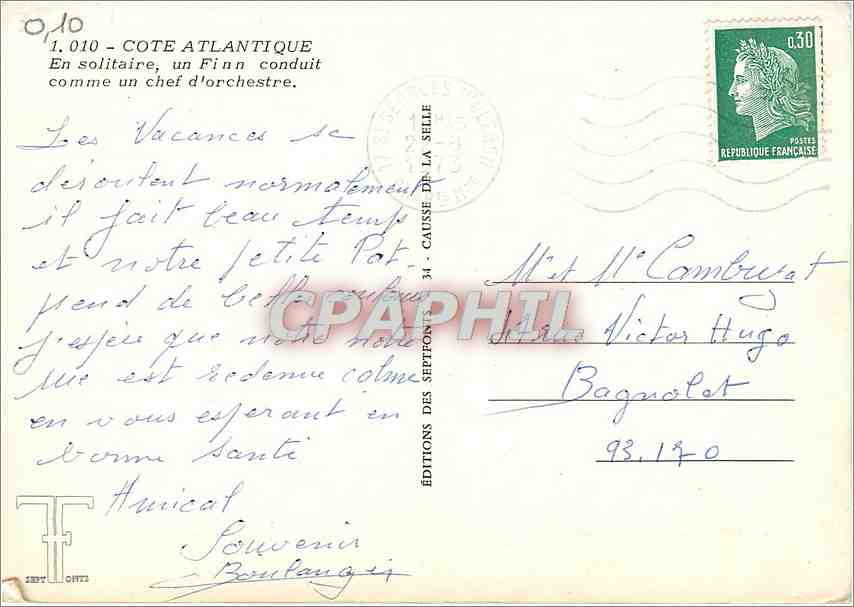 CPM Cote Atlantique en Solitaire un Fin conduit comme un chef d'Orchestre — Rückseite