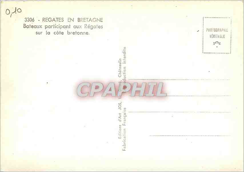 CPM Regates en Bretagne Bateaux participant aux regates sur la cote Bretaonne — Back
