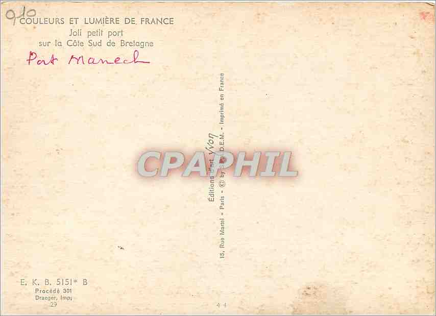 CPM Couleurs et Lumiere de France Joli petit port sur la cote sud de Bratagne — Rückseite