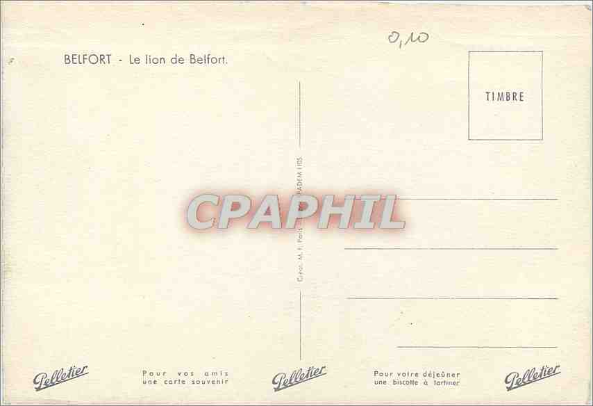 CPM Belfort (Terr de Belfort) Le Lion de Belfort — Rückseite