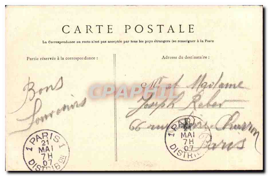 Montereau faut Yonne CPA entree de la grande rue Place Gambetta — Rückseite