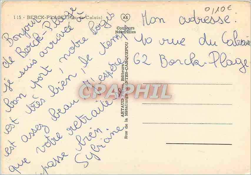 CPM Berck Plage (Pas de Calais) Hopital maritime L'esplanade Le phare — Rückseite