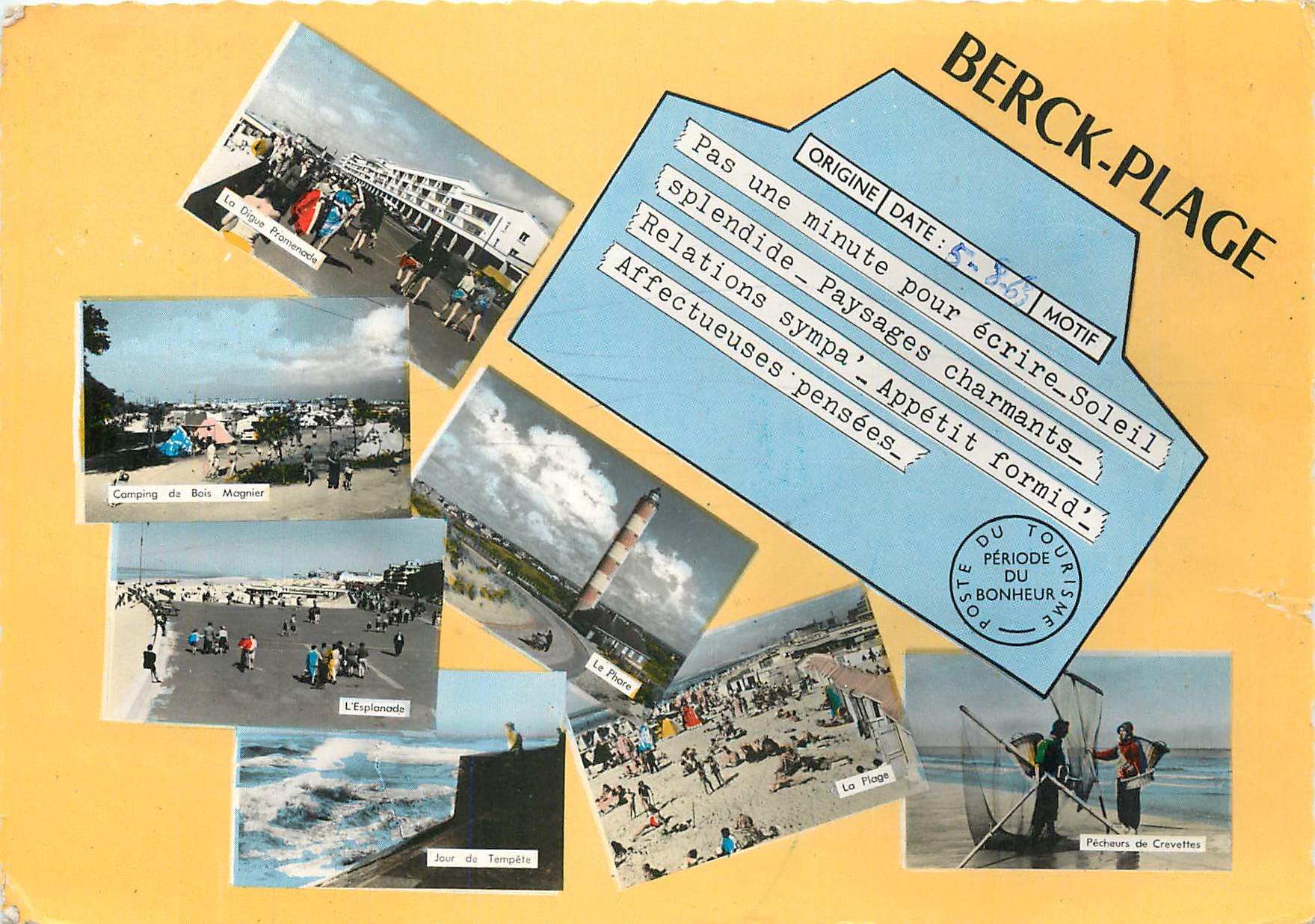 CPM Berck Plage (Pas de Calais) Phare Camping de Bois Magnier La digue promenade Pecheurs de crevett