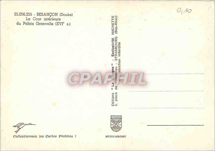 La Cour intérieure du Palais Granvelle — Besançon (Doubs) — Éditions Hachette — Rückseite
