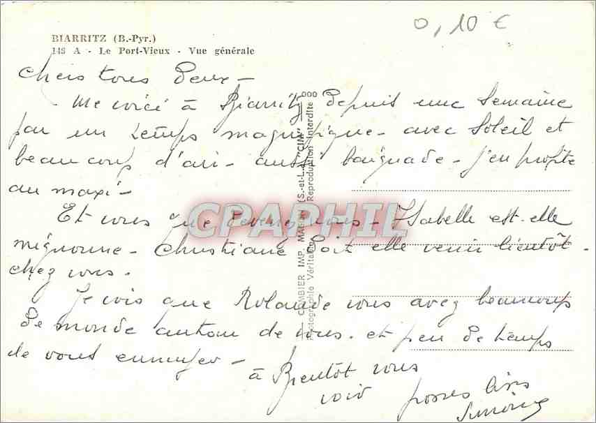 Biarritz (B.-Pyr.) - Le Port-Vieux - Vue générale — éditeur Cambier, n° 145 A — Rückseite