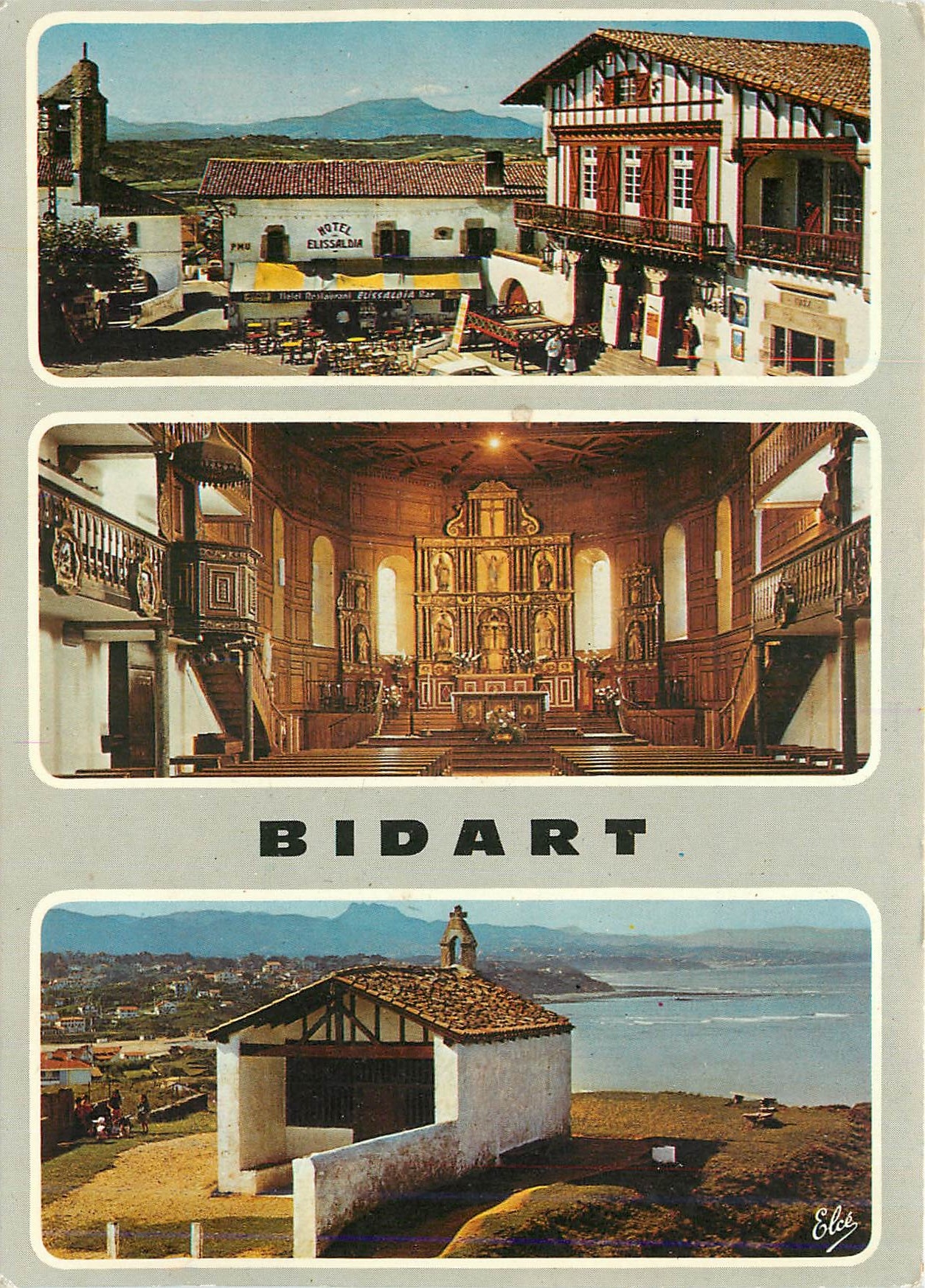 CPM Bidart pres Biarritz (Pyr Atl) La Place de la Mairie Interieur de l'Eglise la Chapelle de la Mad