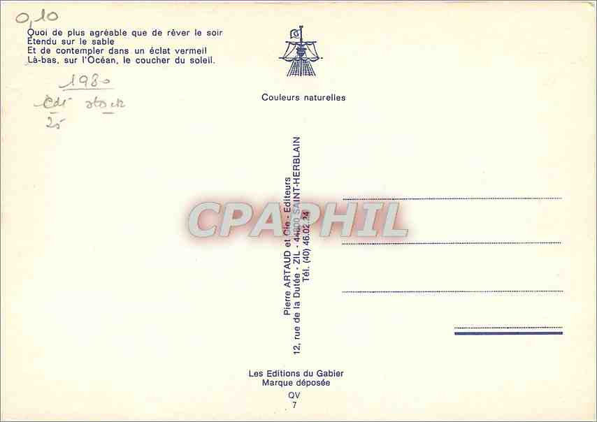 CPM Quoi de plus agreable que de rever le soir Etendu sur le Sable — Verso