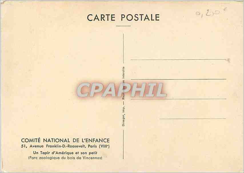 CPM Comite National de l'Efnace Avenue Franklin D Roosevelt Paris (VIIIe) — Back