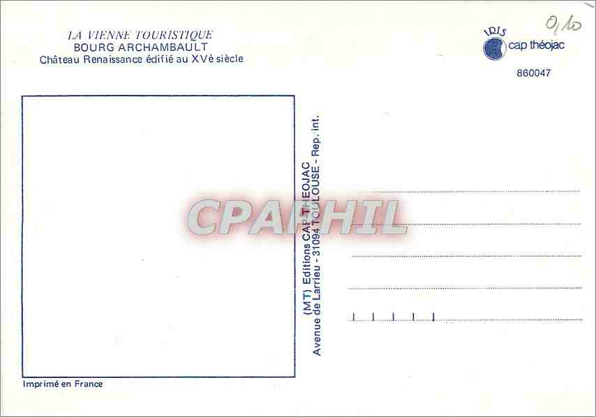 CPM La Vienne Touristique Bourg Archambault Chateau Renaissance edifie au XVe s — Back