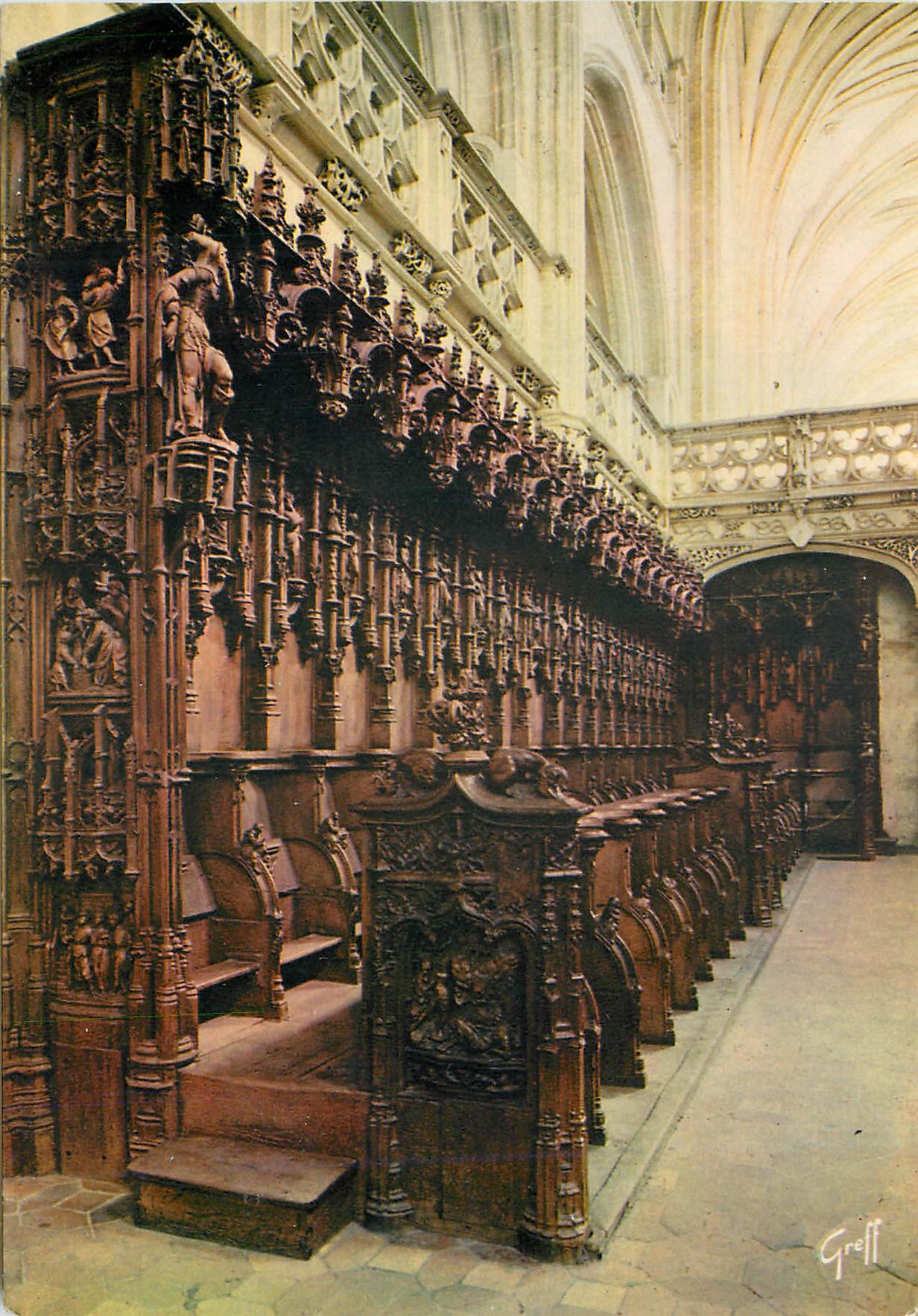 CPM Bourg en Bresse (Ain) Eglise de Brou Les Stalles au nombre de Soixante quatorze ont ete taillees
