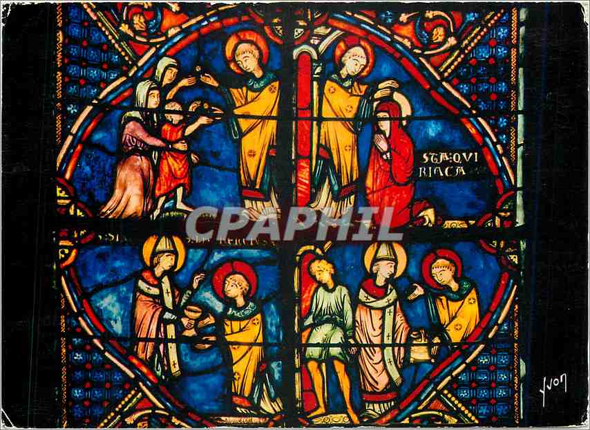 CPM Bourges (Cher)Cathedrale Saint Etienne Vitrail de Saint Lauretn Chaplelle Sainte Philomene