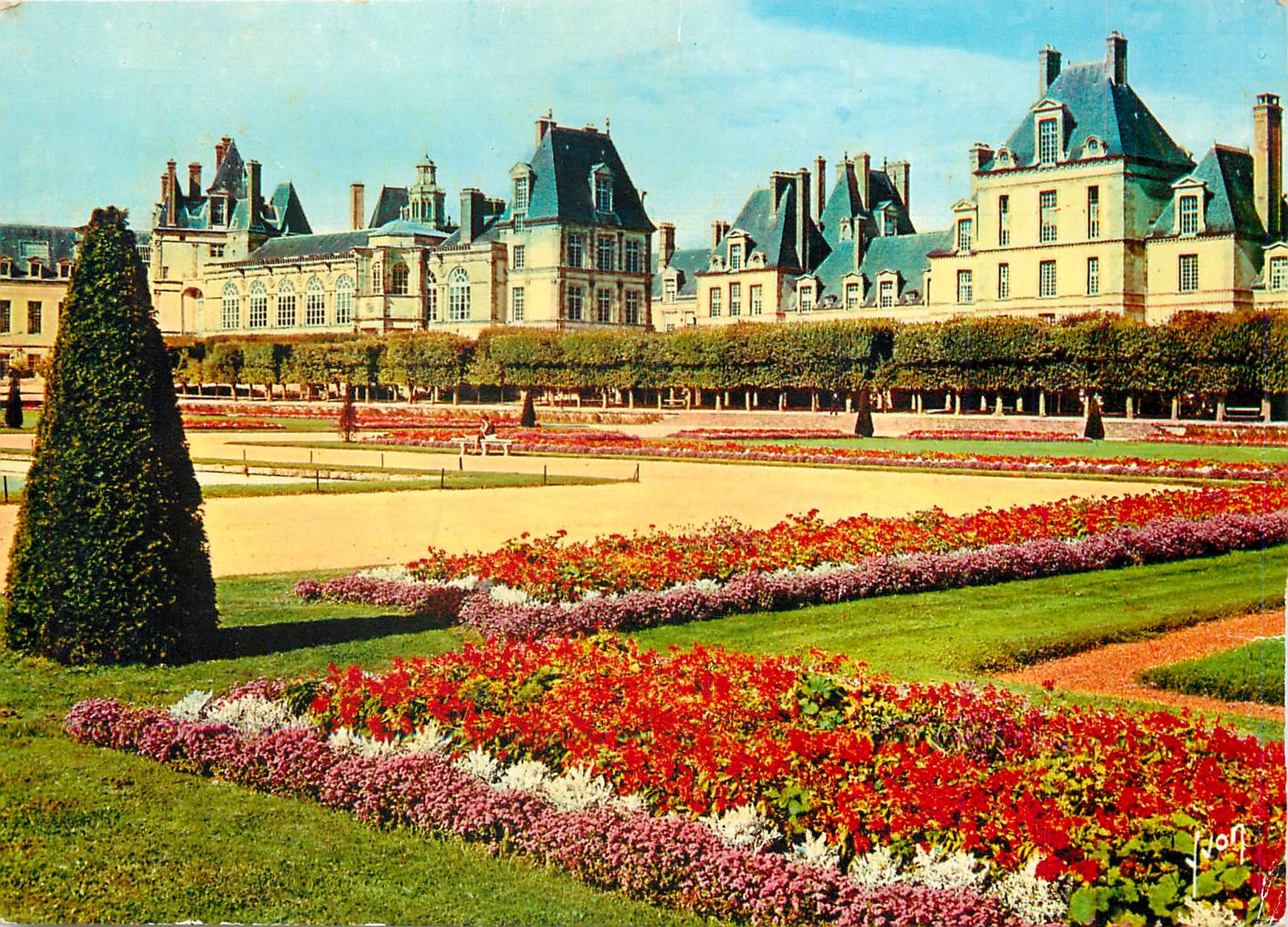 Schloss Fontainebleau — Garten und Fassade — Kunstausgabe Arcueil, n° 1582 N