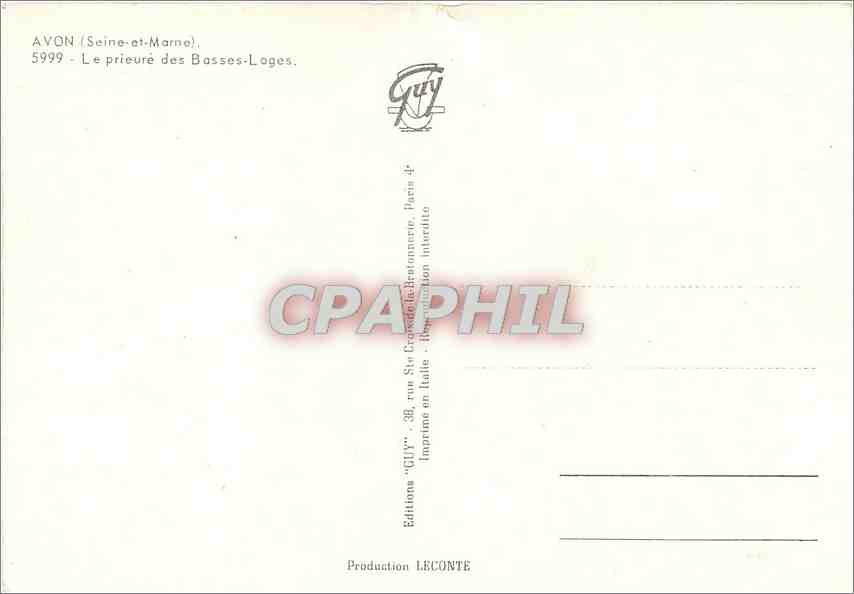 CPM Avon (Seine et Marne) Le prieure des Basses Loges — Back